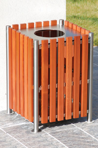 Steel and Wood Garbage Can