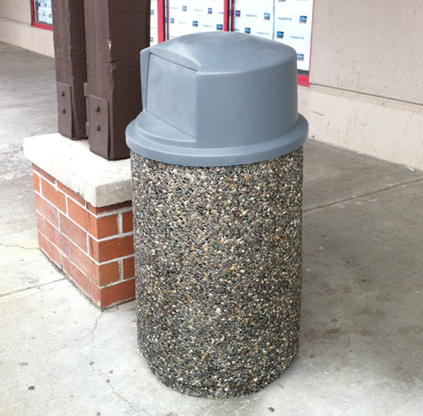 Round Concrete Garbage Can with Lid